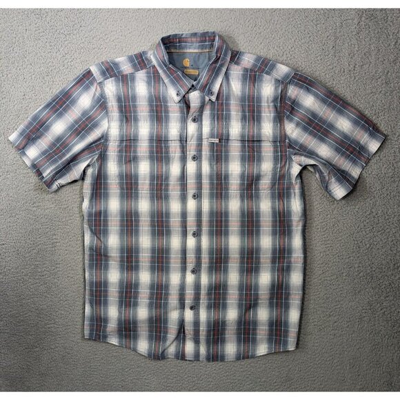 Carhartt Force Shirt Mens Medium Short Sleeve Button Vented Fishing Outdoor - Picture 1 of 13
